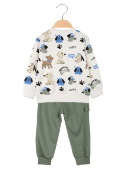 Mr Jek Completo tuta da neonato 2 pezzi girocollo con stampe - beige