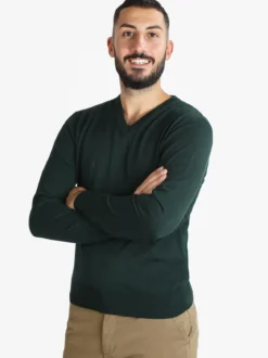 Mv Pullover da uomo misto lana con scollo a V