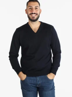 Mv Pullover da uomo misto lana con scollo a V