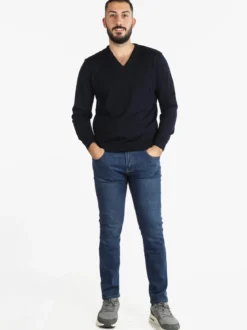 Mv Pullover da uomo misto lana con scollo a V