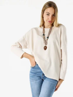 My Style Felpa oversize da donna in misto cotone con collana