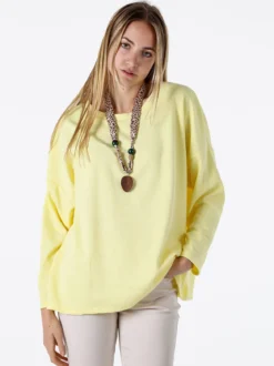 My Style Felpa oversize da donna in misto cotone con collana - giallo
