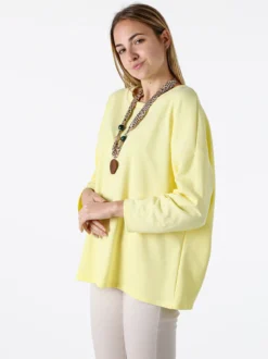 My Style Felpa oversize da donna in misto cotone con collana - giallo