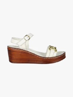 Nakoa Sandali donna in pelle con zeppa e plateau
