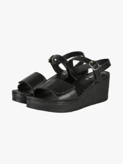 Nakoa Sandali donna in pelle con zeppa e plateau