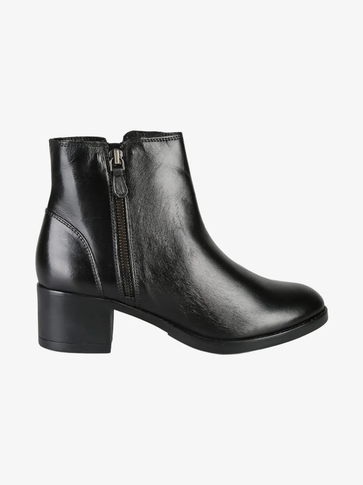 Nakoa Stivaletti donna in pelle con tacco largo - nero
