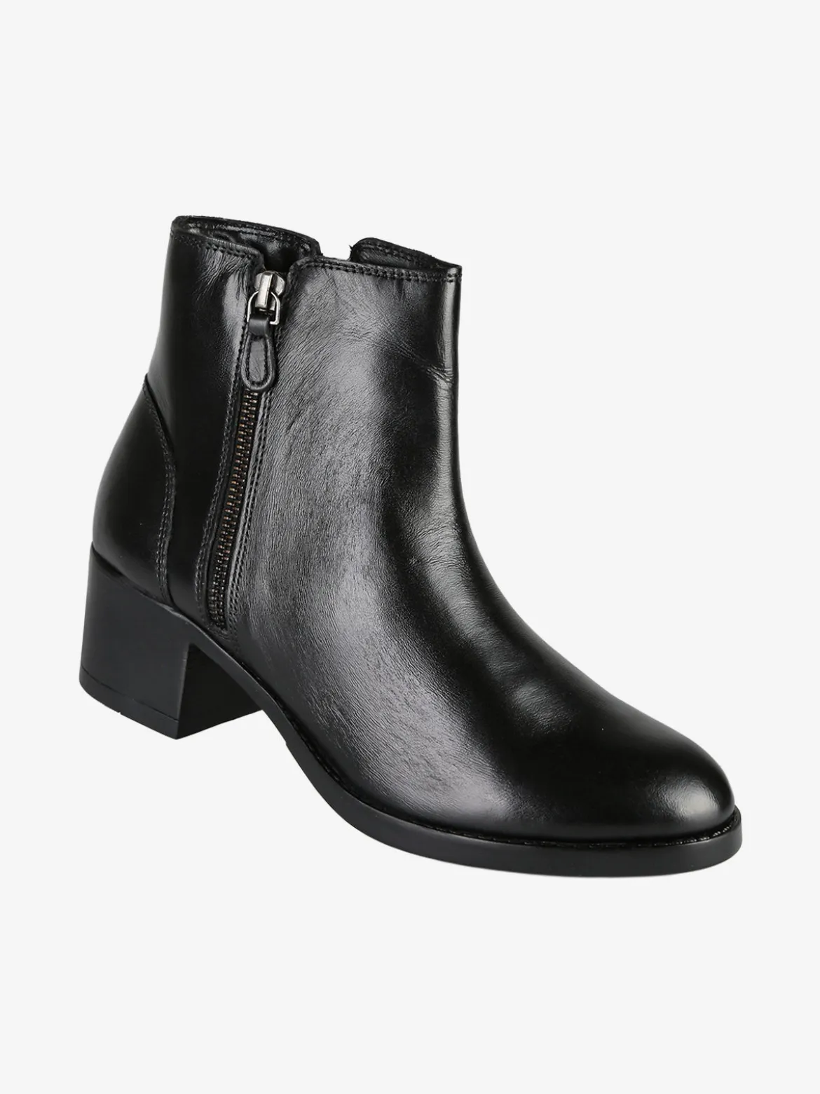 Nakoa Stivaletti donna in pelle con tacco largo - nero