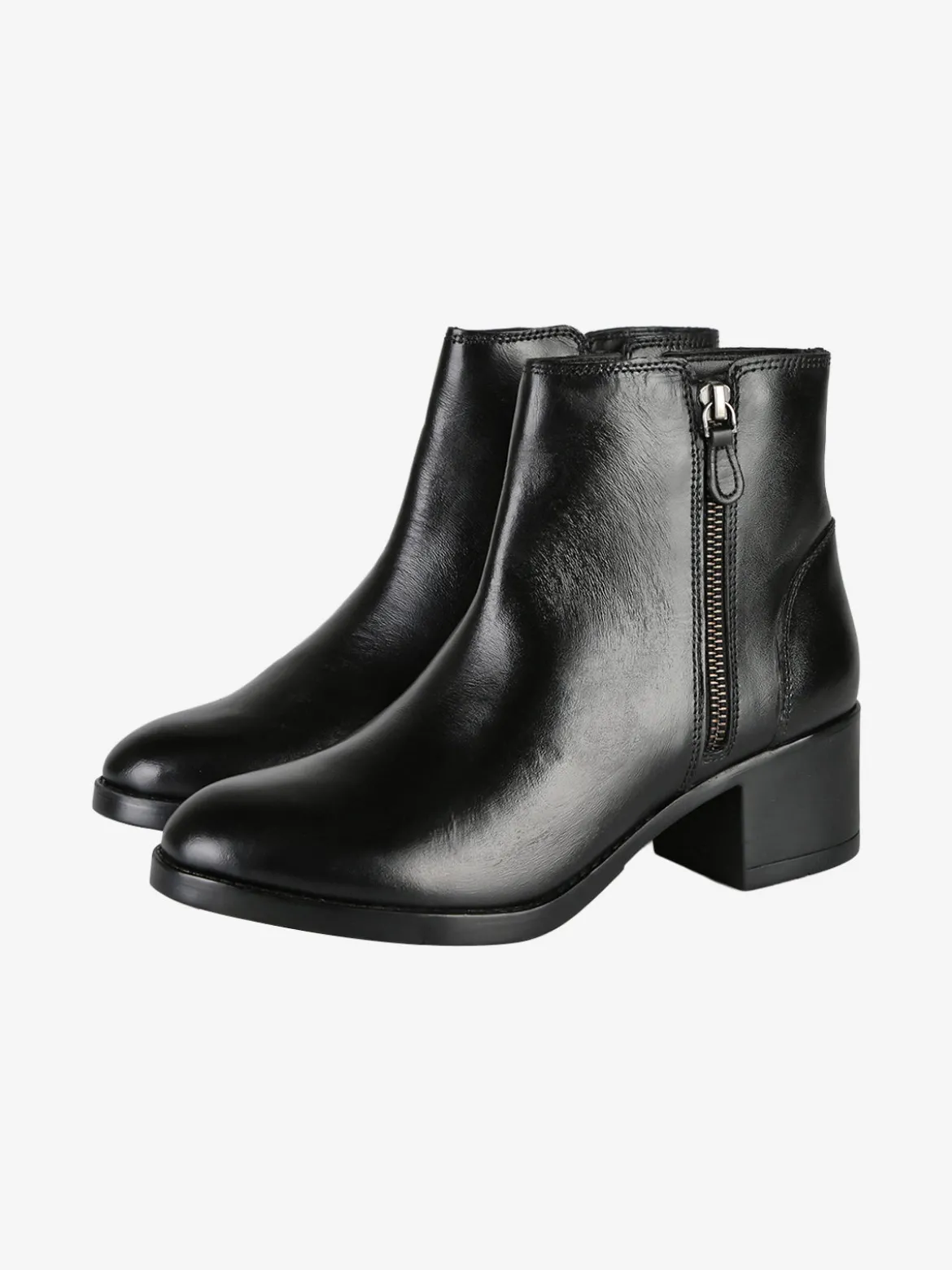 Nakoa Stivaletti donna in pelle con tacco largo - nero