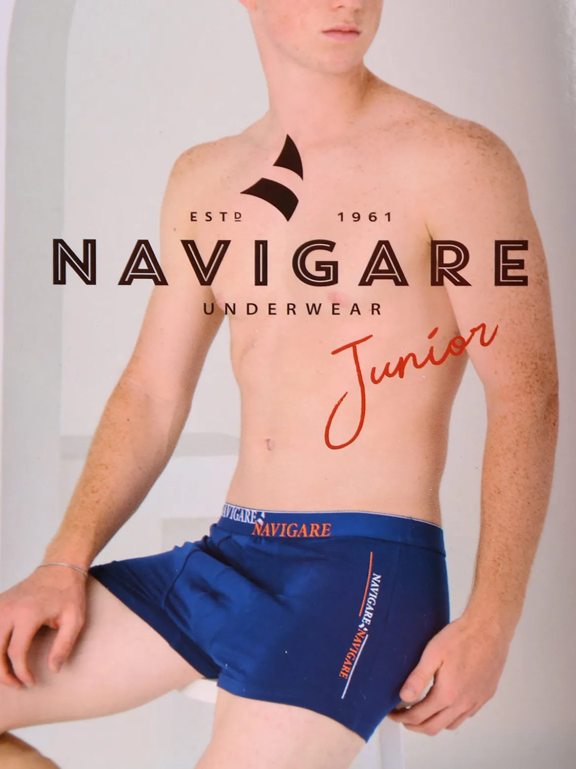 Navigare Boxer da ragazzo in cotone elasticizzato - blu