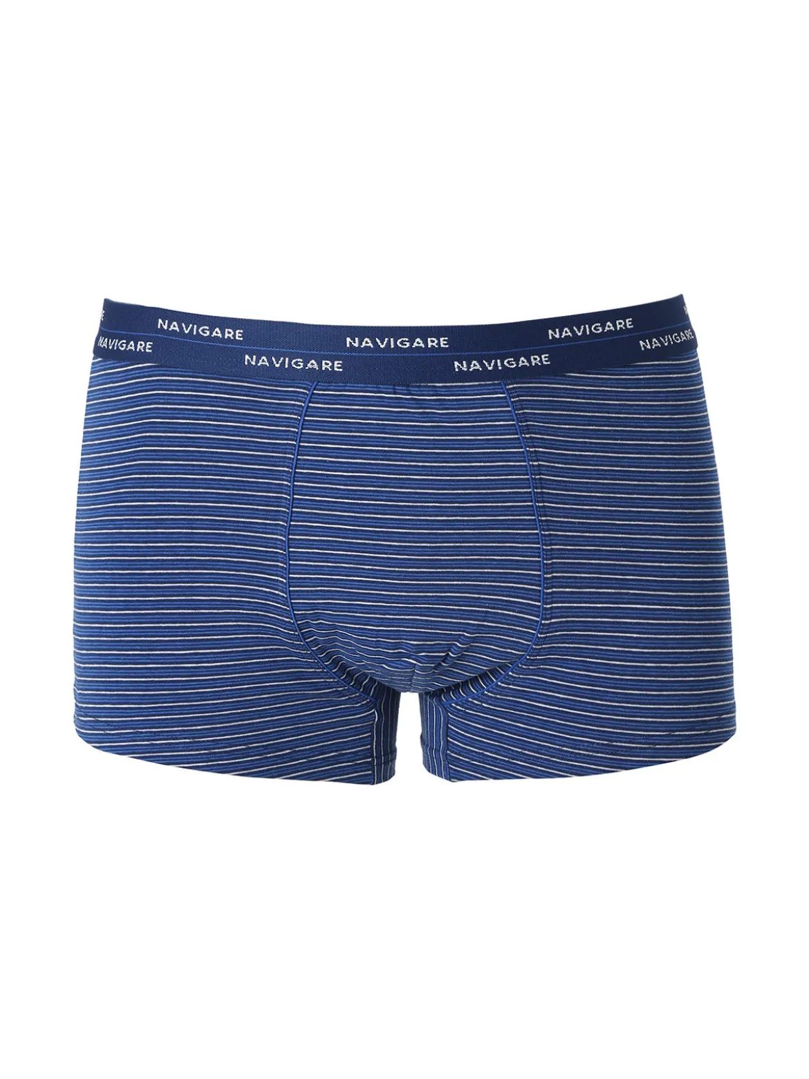 Navigare Boxer da uomo in cotone con stampa a righe sottili - blu