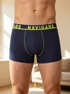 Navigare Boxer da uomo in cotone elasticizzato - blu scuro