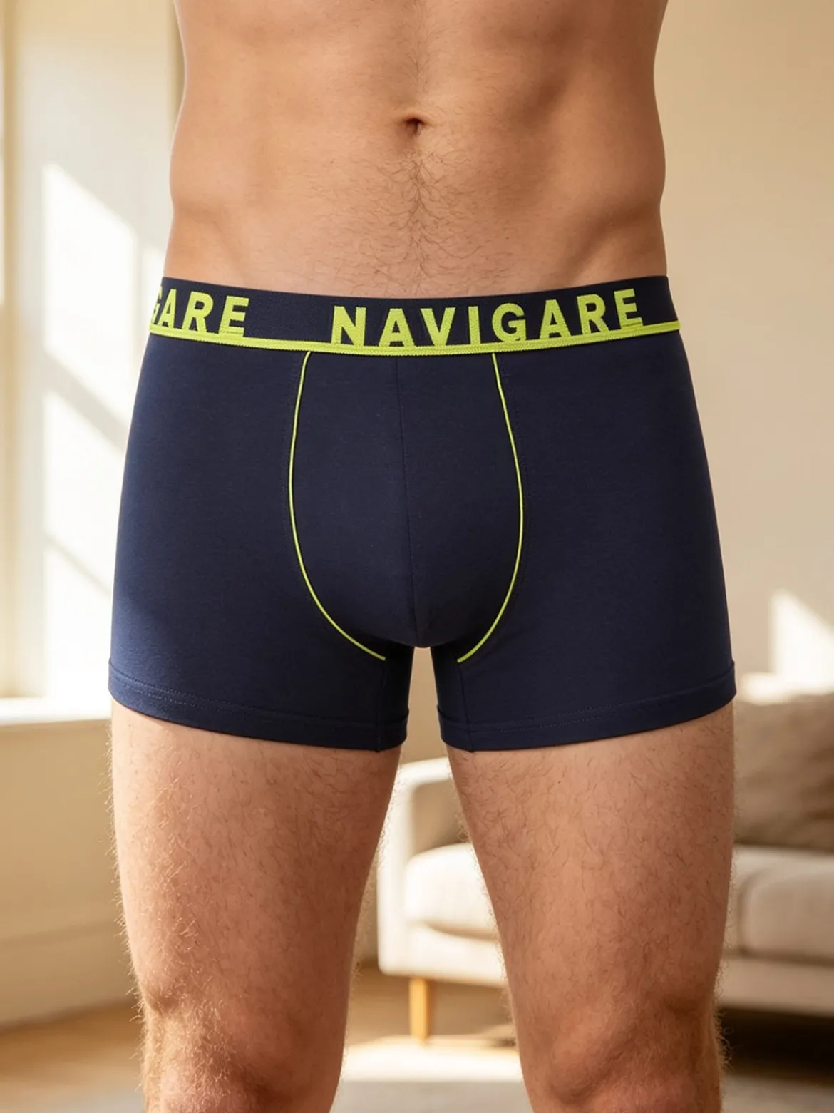 Navigare Boxer da uomo in cotone elasticizzato - blu scuro