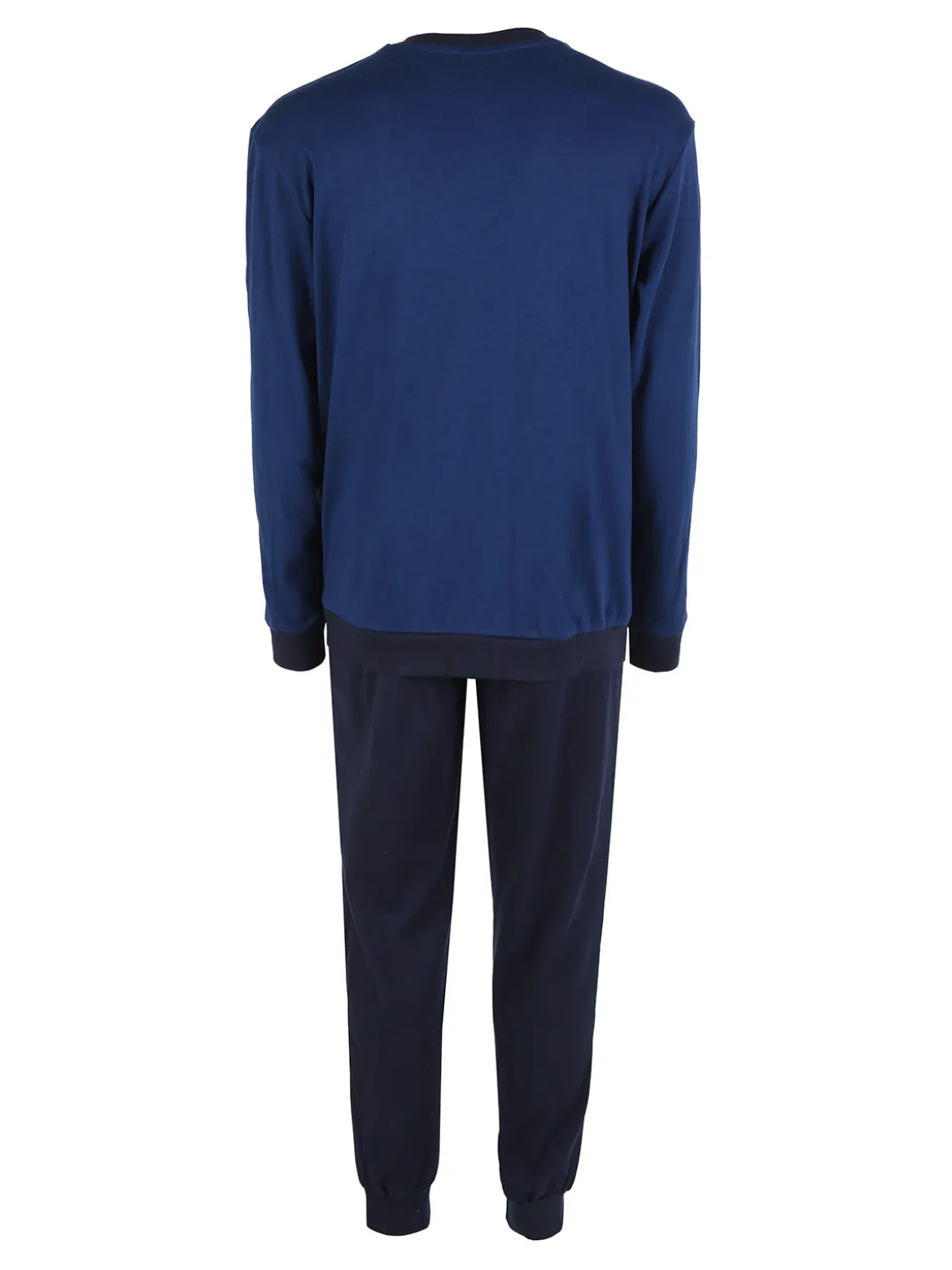Navigare Pigiama lungo da uomo in cotone interlock - blu scuro