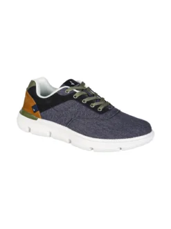 Navigare Sneakers da uomo stringate in tessuto jeans - blu scuro