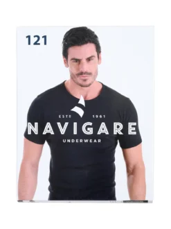 Navigare T-shirt intima da uomo girocollo in caldo cotone - blu scuro