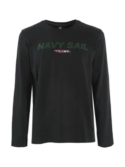 Navy Sail T-shirt da uomo in cotone a manica lunga