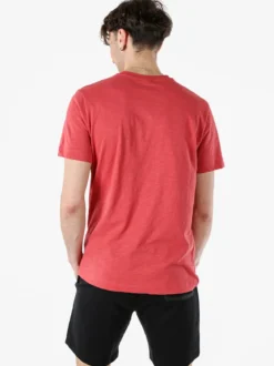 Navy Sail T-shirt da uomo in cotone con bottoni - corallo