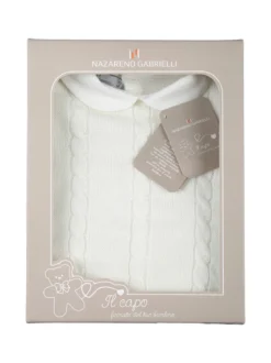 Nazareno Gabrielli Completo 2 pezzi da neonati in maglia con colletto - panna