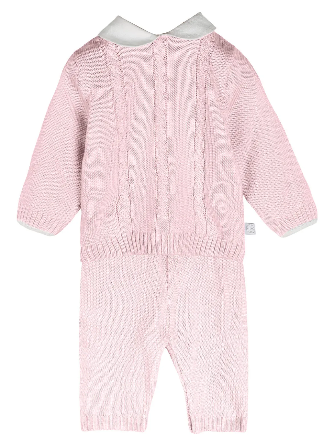 Nazareno Gabrielli Completo 2 pezzi da neonati in maglia con colletto - rosa