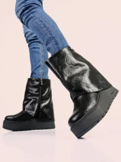 Nazareno Gabrielli Stivaletti donna con zeppa platform - nero