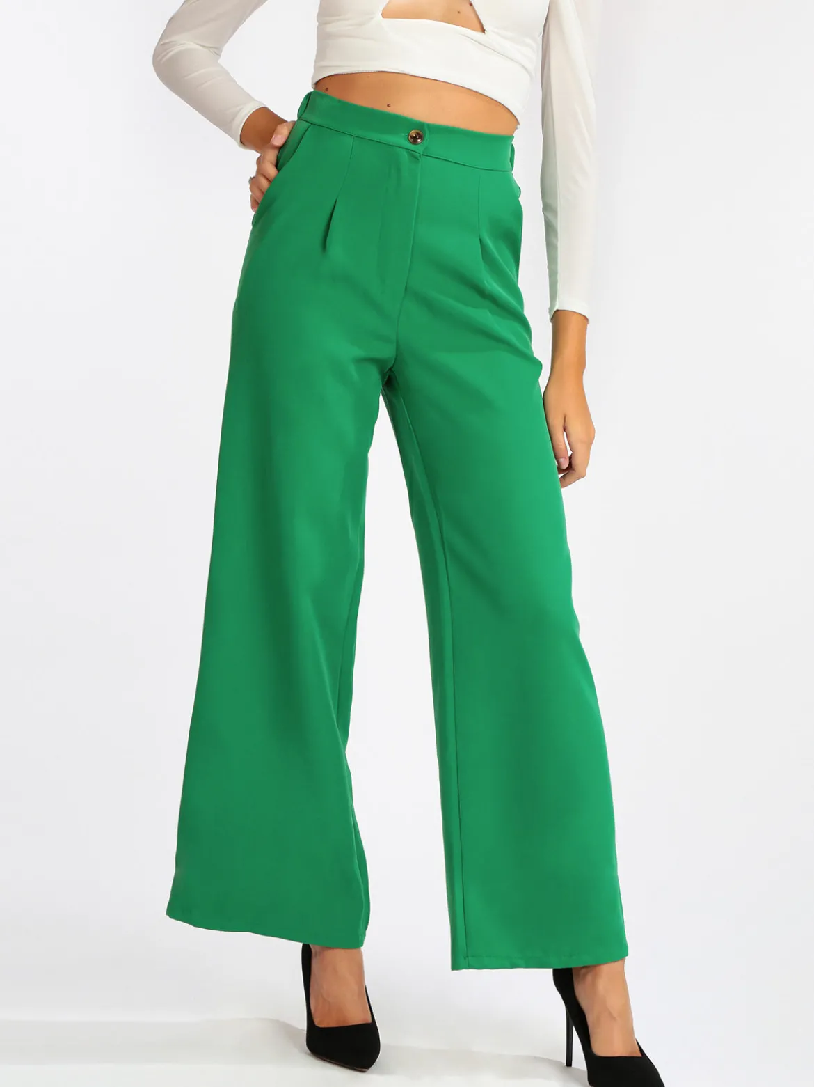 New Collection Pantaloni donna a gamba larga con tasche
