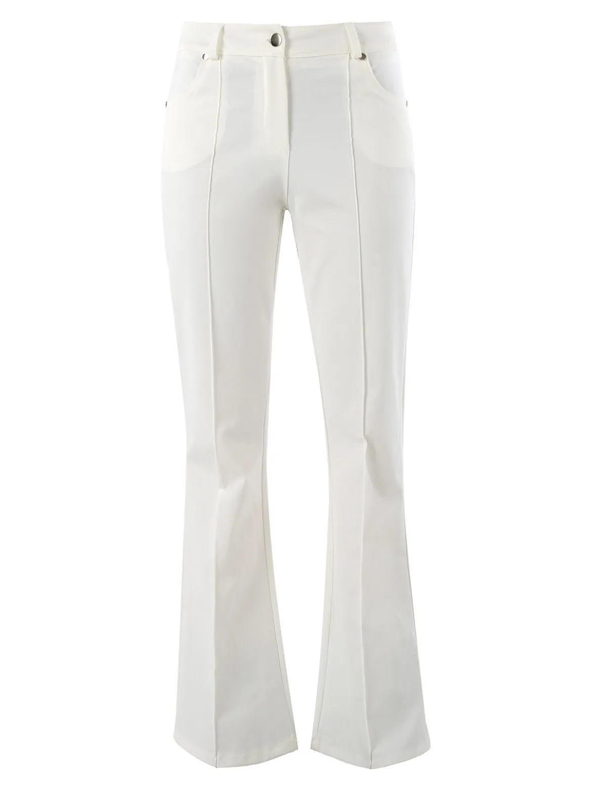 New Gj Pantaloni donna a zampa con cucitura centrale - bianco