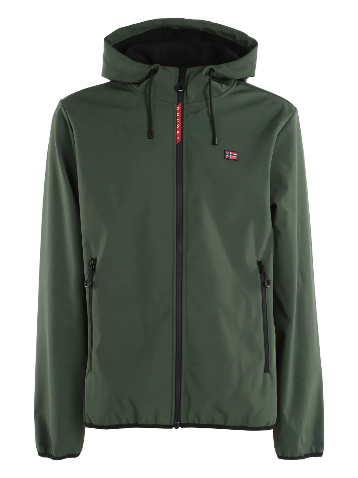 Norway Giacca impermeabile da uomo con cappuccio e interno in pile - verde