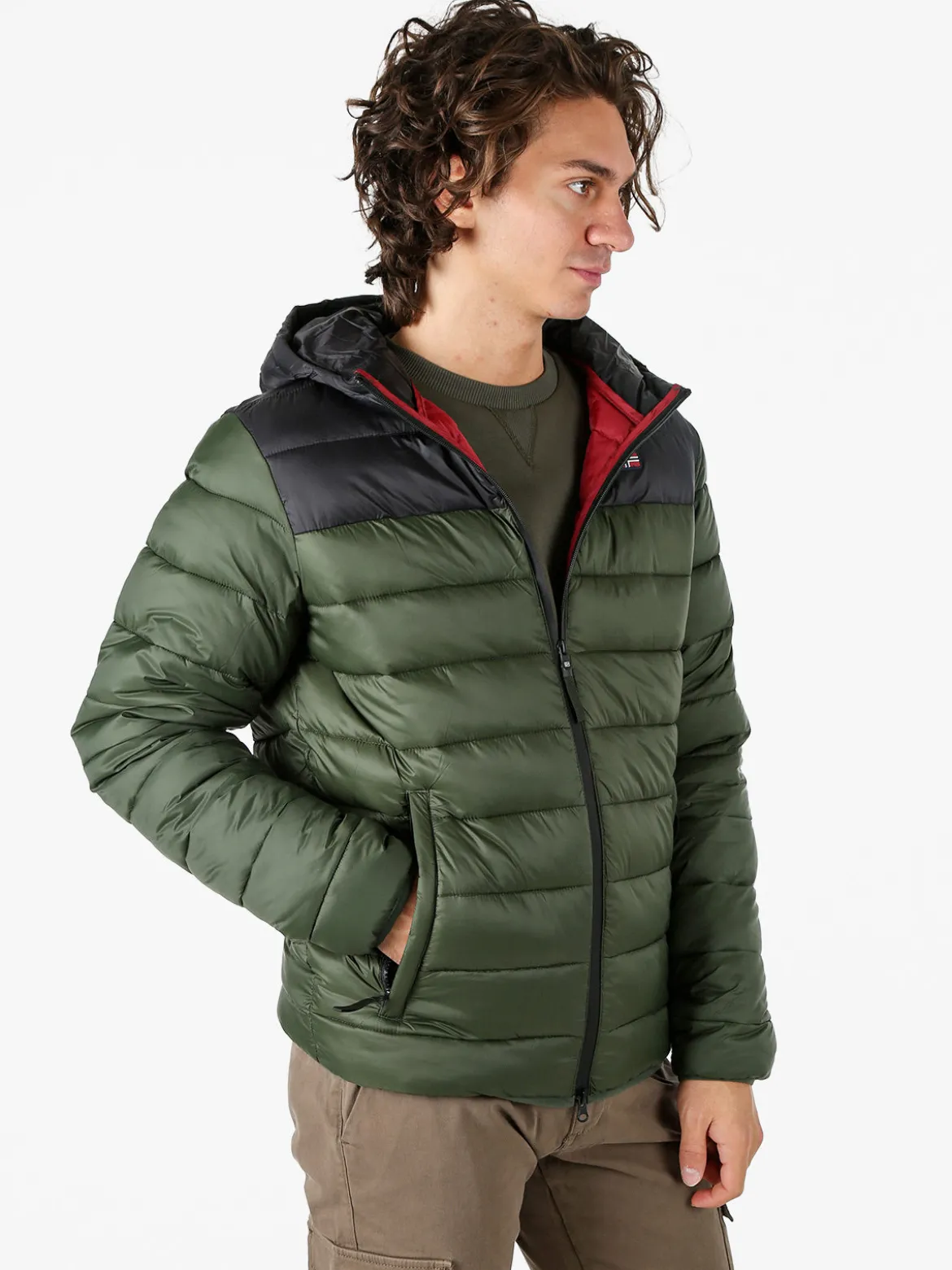 Norway Giubbotto imbottito da uomo con cappuccio e zip - militare