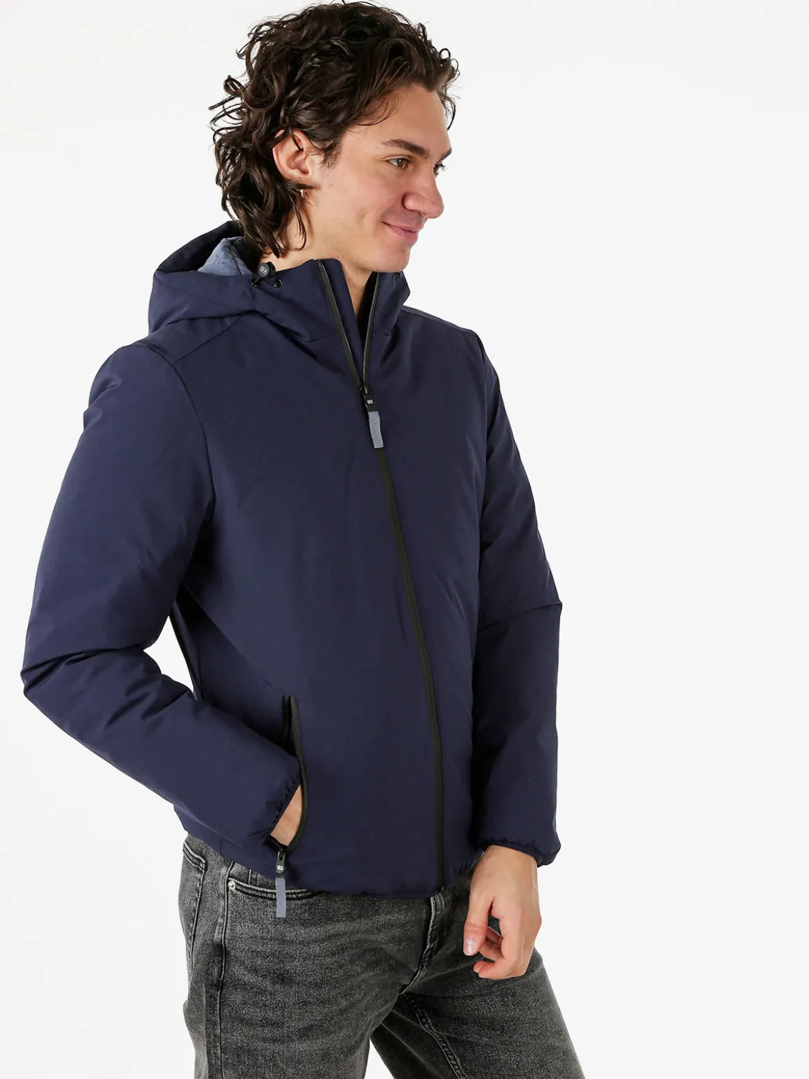 Norway Giubbotto impermeabile da uomo con cappuccio e zip - blu