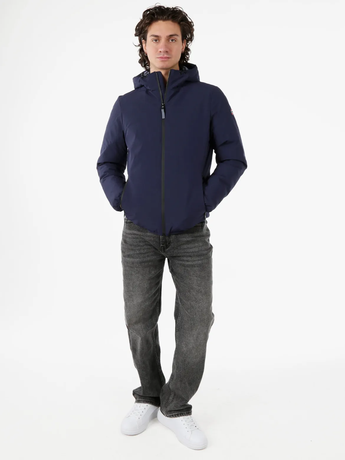 Norway Giubbotto impermeabile da uomo con cappuccio e zip - blu