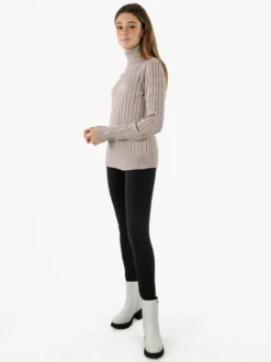 Norway Maglione dolcevita donna a trecce - sabbia