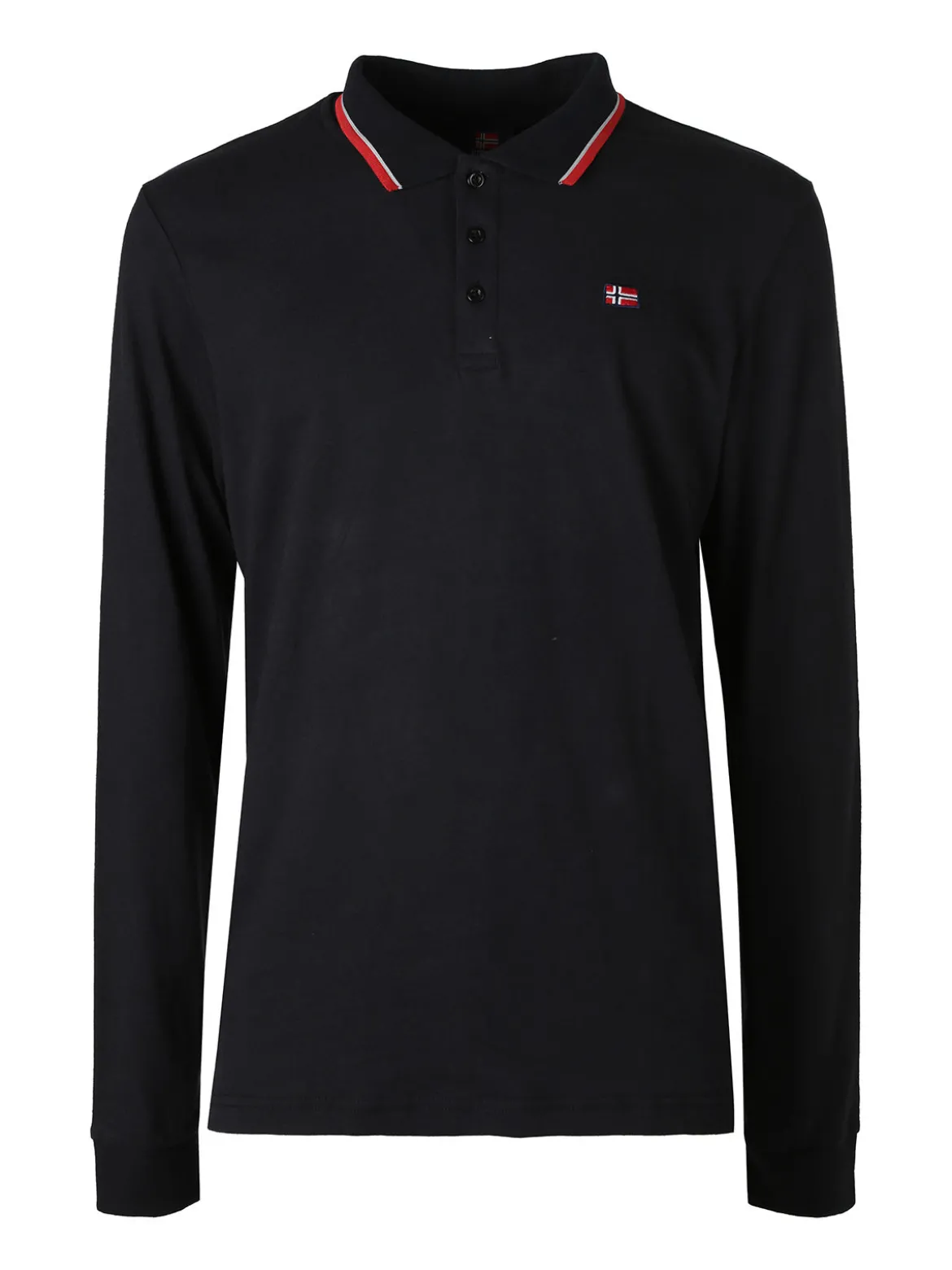 Norway Polo da uomo a maniche lunghe in cotone - nero