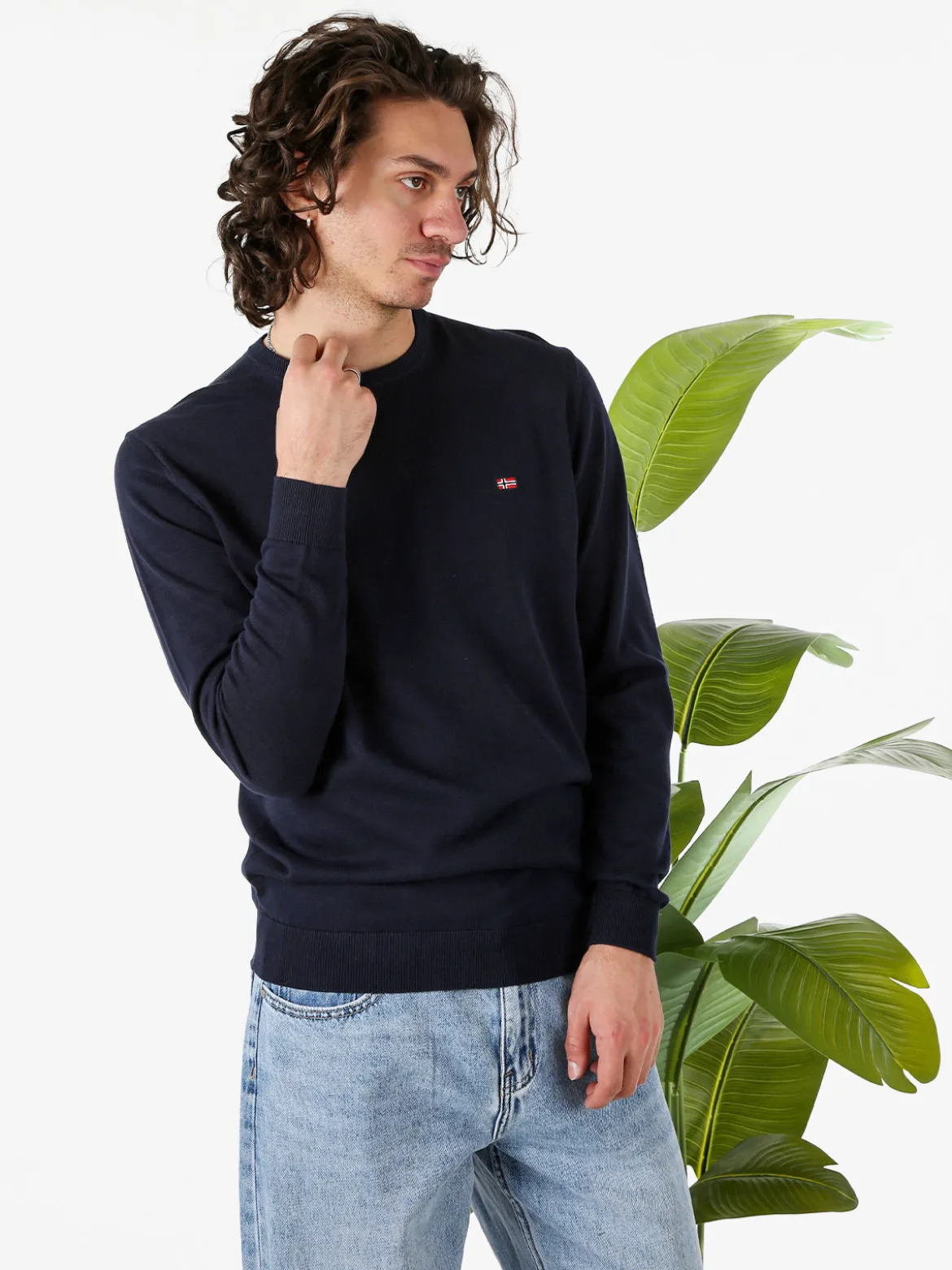 Norway Pullover da uomo in cotone con logo - blu scuro
