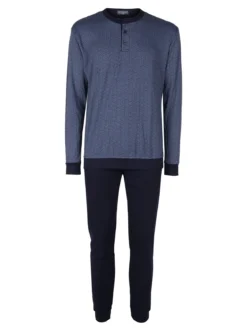 Nottingham Pigiama da uomo lungo in cotone interlock