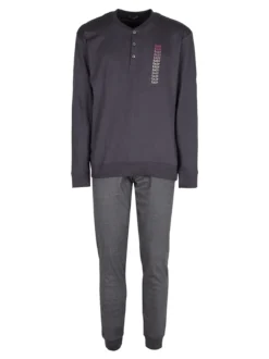 Nottingham Pigiama lungo da uomo in cotone interlock