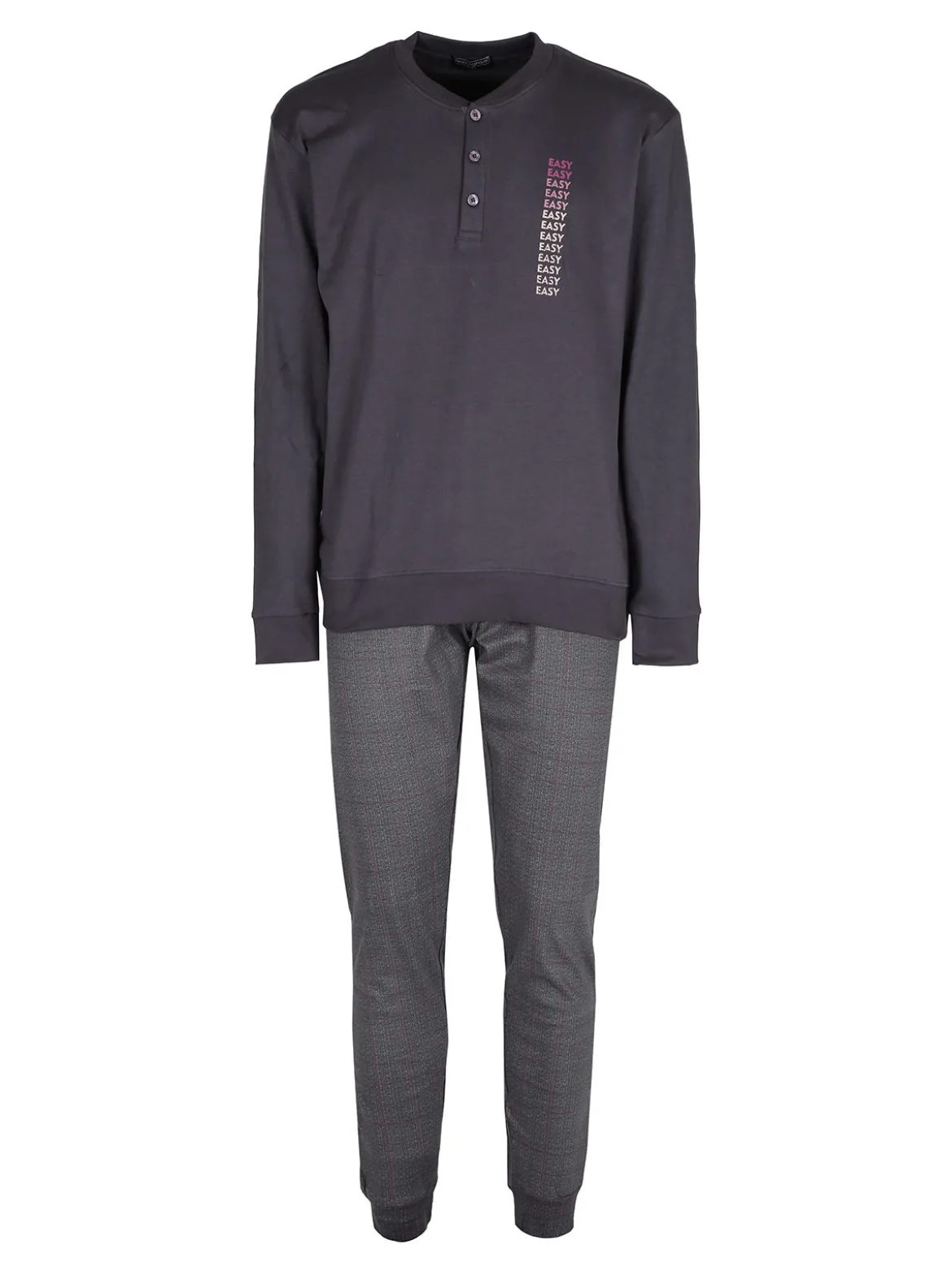 Nottingham Pigiama lungo da uomo in cotone interlock