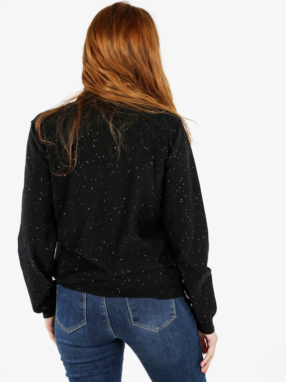 Nova Pullover dolcevita donna con paillettes - nero