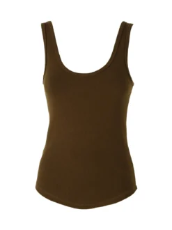 Peafowl Top da donna in cotone elasticizzato a costine - tabacco