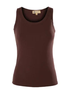 Peafowl Top girocollo da donna a costine - moro