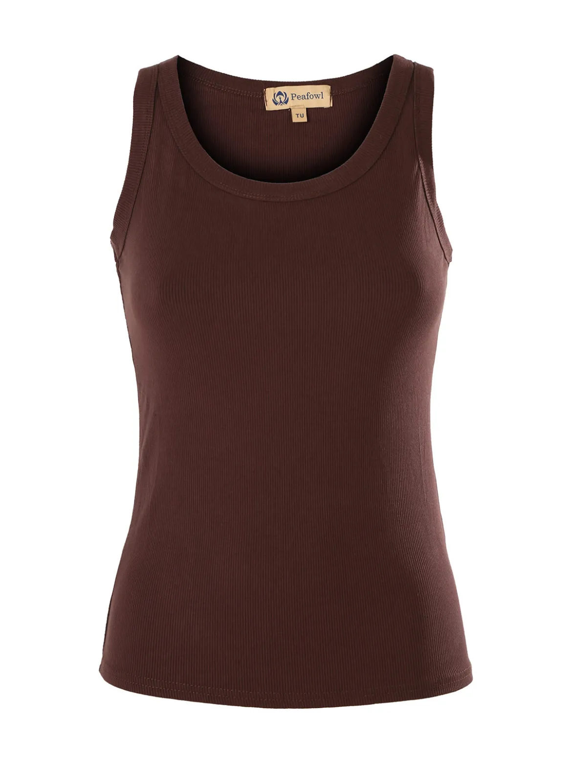Peafowl Top girocollo da donna a costine - moro