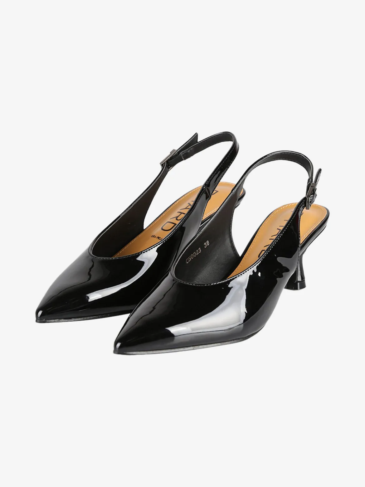 Phard Slingback donna in vernice con tacco a rocchetto - nero