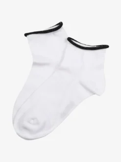Pierre Cardin Calze corte da donna in cotone con bordo in lurex - bianco