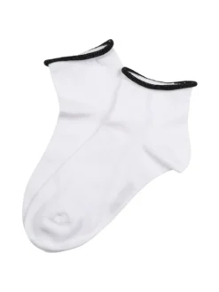 Pierre Cardin Calze corte da donna in cotone con bordo in lurex - bianco