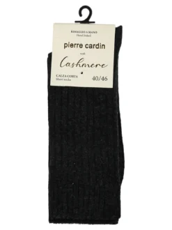 Pierre Cardin Calze corte da uomo in misto lana e cashmere a coste - nero