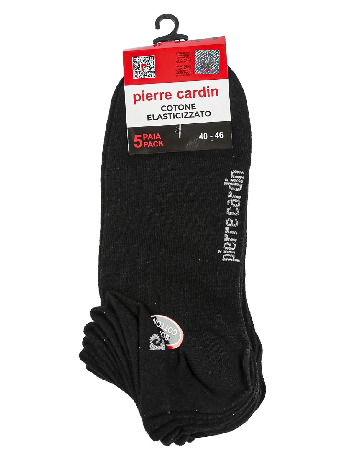 Pierre Cardin Confezione da 5 paia di calze corte da uomo in cotone - nero