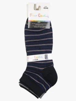 Pierre Cardin Confezione da 3 paia di calze corte rigate da uomo in filo di scozia