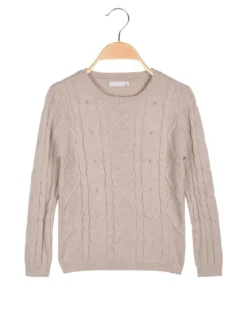 Pink Baby Maglione a treccia da bambina con sciarpa