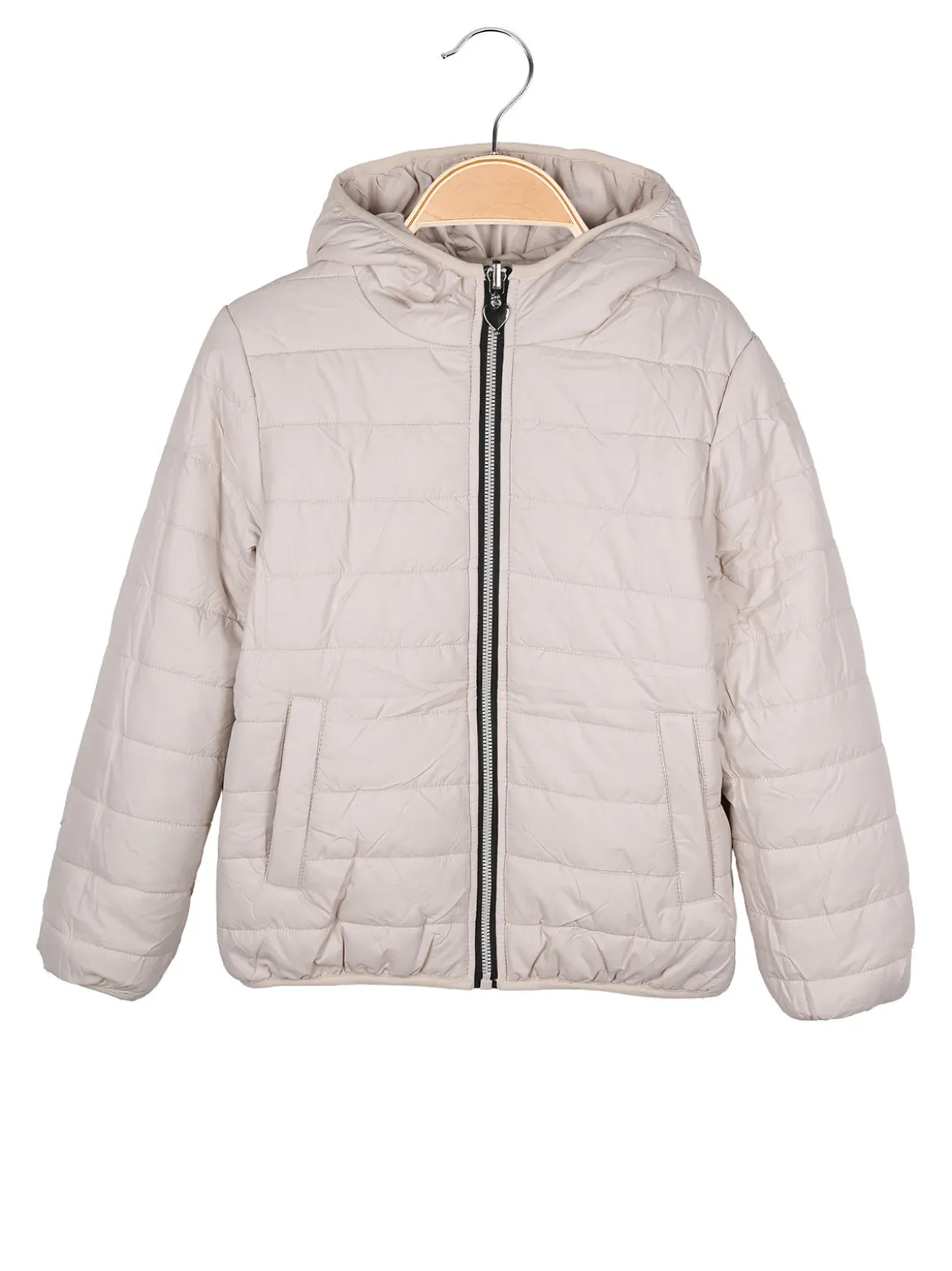 Pink Girl Giubbotto da bambina reversibile con cappuccio - beige
