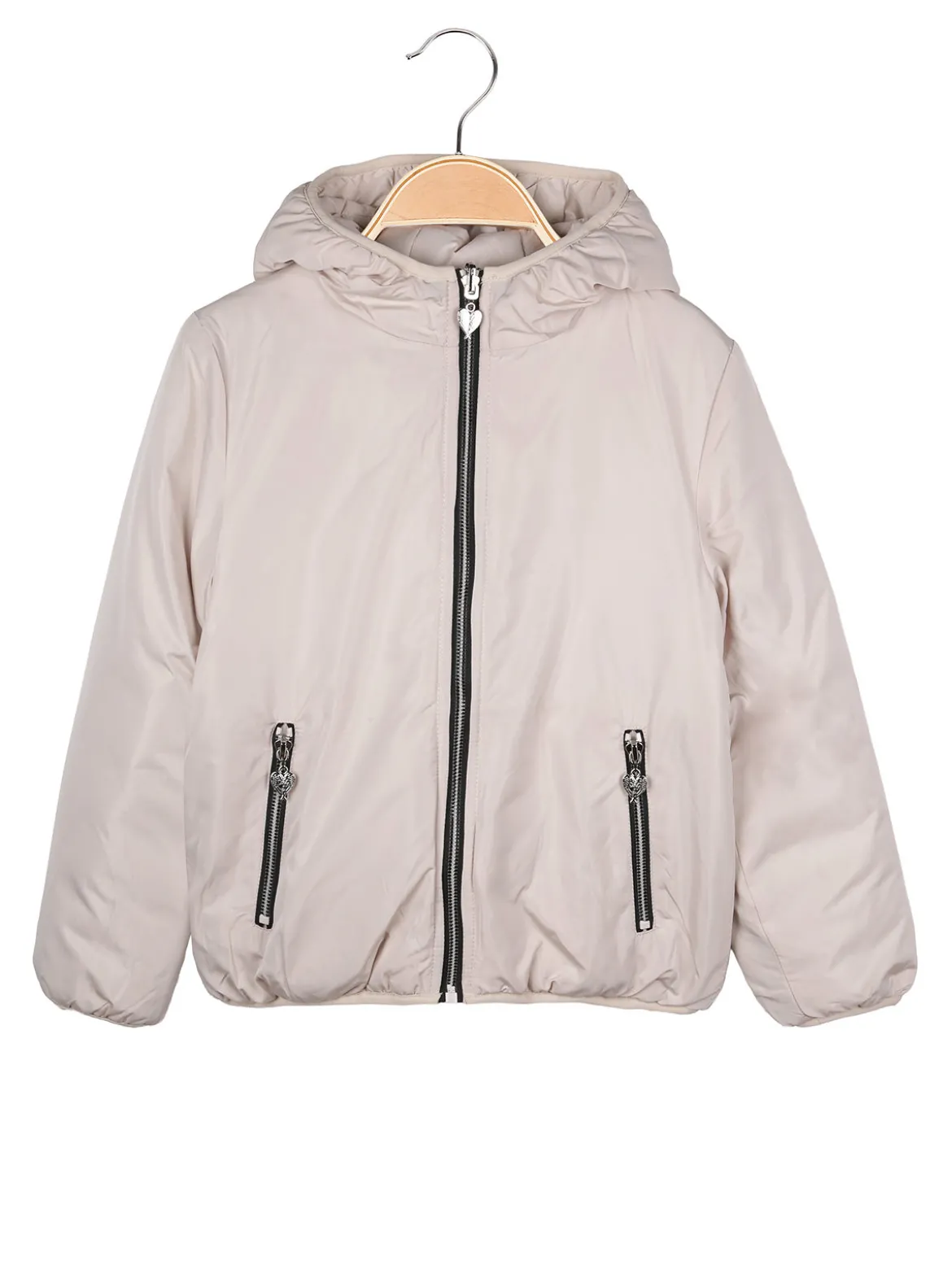 Pink Girl Giubbotto da bambina reversibile con cappuccio - beige