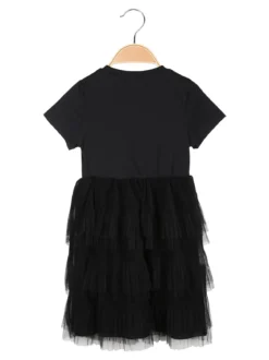 Pink Rabbit Abito da bambina a maniche corte con gonna a balze in tulle
